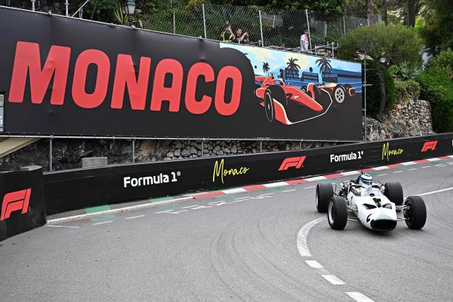 F1 McLaren legend Mika Hakkinen drives an old Formula 1 car as McLaren is celebrating  their 1000th F1 race this weekend  at the Circuit de Monaco ahead of the Formula One Monaco Grand Prix in Monaco on June 4, 2026. (Photo by Gabriel BOUYS / AFP)