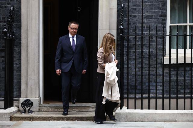 The father of Henry Nowak depart from 10 Downing Street in London on June 4, 2026, after meeting with Britain's Prime Minister Keir Starmer. The case of 18-year-old Henry Nowak, who was put in handcuffs by police as he lay mortally wounded after being stabbed by Vickrum Digwa, 23, in the southern city of Southampton in December, has become highly politicised in the UK. (Photo by Henry NICHOLLS / AFP)