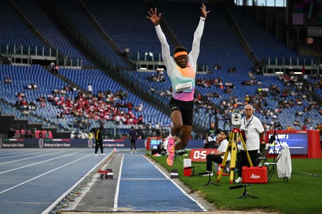 Jamaica's Jaydon Hibbert competes in the men's Triple Jump during the IAAF Diamond League athletics meeting, at the Olympic Stadium, in Rome on June 4, 2026. (Photo by Andreas SOLARO / AFP)