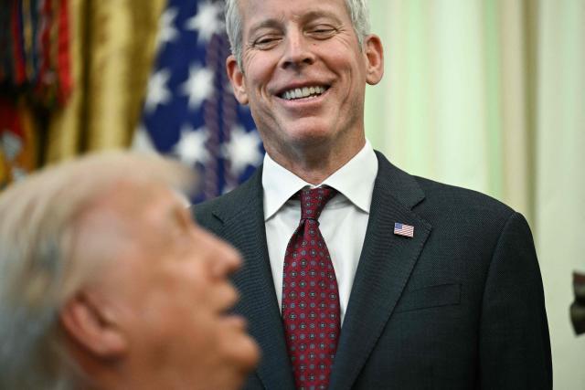 US Secretary of Energy Chris Wright looks on as President Donald Trump speaks during an announcement about coal, in the Oval Office of the White House in Washington, DC on June 4, 2026. (Photo by Brendan SMIALOWSKI / AFP)