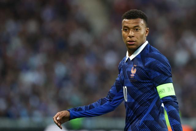 France's forward #10 Kylian Mbappe looks on during the international friendly football match between France and Ivory Coast ahead of the 2026 FIFA World Cup football tournament at the Stade de la Beaujoire in Nantes, western France, on June 4, 2026. (Photo by FRANCK FIFE / AFP)