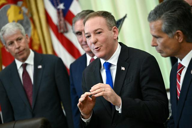 EPA Administrator Lee Zeldin (2R) speaks during an announcement about coal in the Oval Office of the White House in Washington, DC on June 4, 2026. US President Donald Trump on Thursday announced he was using Cold War era legislation to tap $700 million in funding for a slew of coal plants and mines and an export terminal. (Photo by Brendan SMIALOWSKI / AFP)