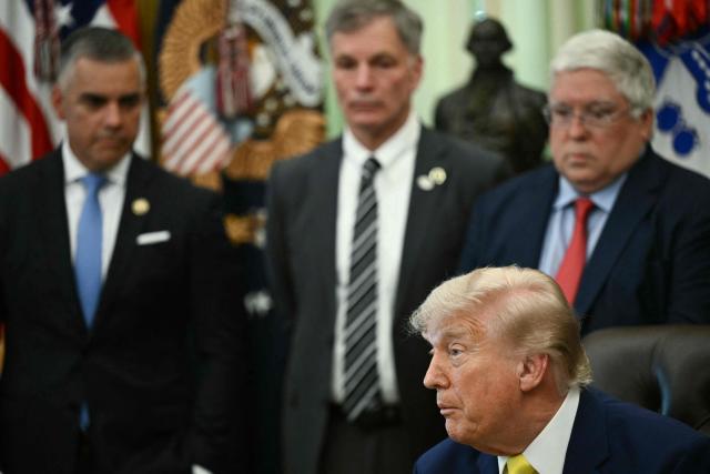 US President Donald Trump answers questions from the press in the Oval Office of the White House in Washington, DC on June 4, 2026. President Trump on Thursday announced he was using Cold War era legislation to tap $700 million in funding for a slew of coal plants and mines and an export terminal. (Photo by Brendan SMIALOWSKI / AFP)