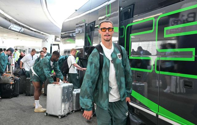 Austria's football team player Marco Friedl arrives at Los Angeles International Airport (LAX) in Los Angeles, California on June 4, 2026 ahead of the FIFA World Cup. (Photo by Frederic J. Brown / AFP)