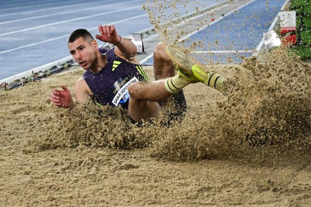 Bulgaria's Bozhidar Saraboyukov competes in the men's Long Jump during the IAAF Diamond League athletics meeting, at the Olympic Stadium, in Rome on June 4, 2026. (Photo by Andreas SOLARO / AFP)