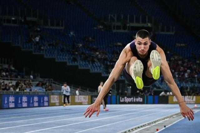Bulgaria's Bozhidar Saraboyukov competes in the men's Long Jump during the IAAF Diamond League athletics meeting, at the Olympic Stadium, in Rome on June 4, 2026. (Photo by Andreas SOLARO / AFP)