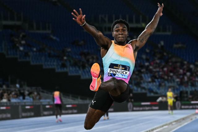 Jamaica's Wayne Pinnock competes in the men's Long Jump during the IAAF Diamond League athletics meeting, at the Olympic Stadium, in Rome on June 4, 2026. (Photo by Andreas SOLARO / AFP)