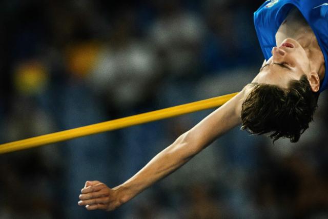 Italy's Matteo Sioli competes in the men's High Jump during the IAAF Diamond League athletics meeting, at the Olympic Stadium, in Rome on June 4, 2026. (Photo by Andreas SOLARO / AFP)