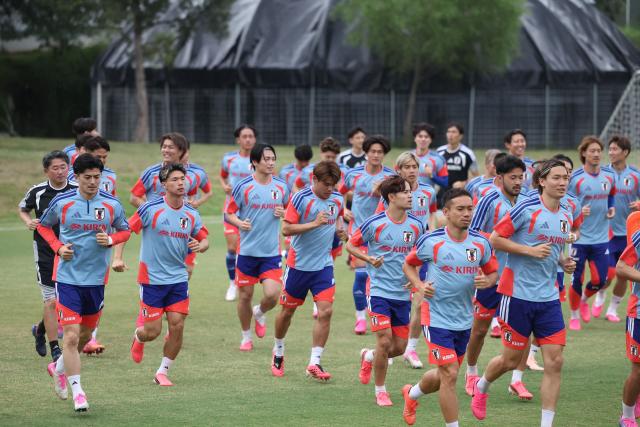 Japan's players take part in a training session at the Club Monterrey Training Center at El Barrial in Santiago, Nuevo Leon State, Mexico, on June 4, 2026, ahead of the FIFA 2026 World Cup football tournament. (Photo by Julio Cesar AGUILAR / AFP)