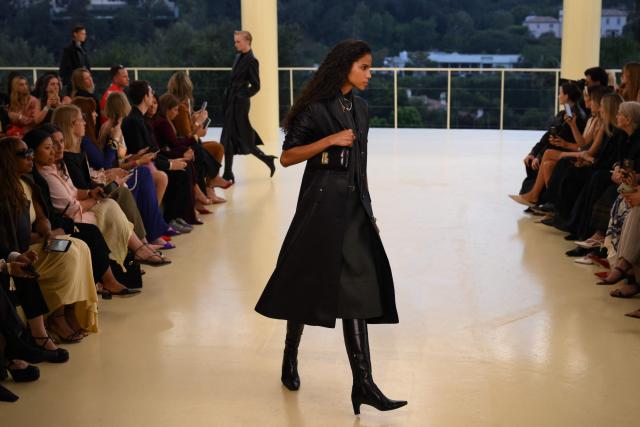 Models walk the runway during The Second Chapter of Hermes Women’s Ready-to-Wear Fall-Winter 2026 fashion show at Hotel Bel-Air in Los Angeles on June 4, 2026. (Photo by Patrick T. Fallon / AFP)
