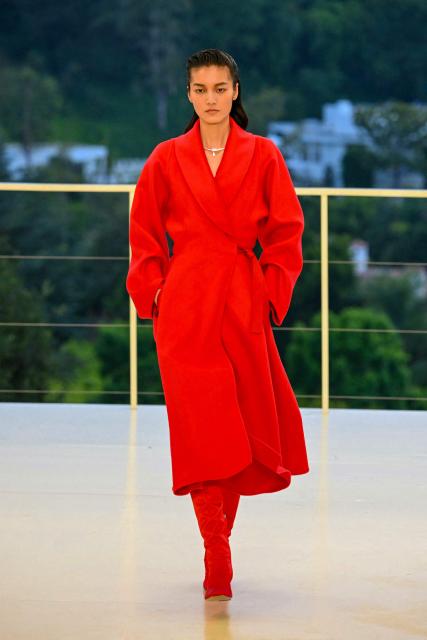 A model walks the runway during The Second Chapter of Hermes Women’s Ready-to-Wear Fall-Winter 2026 fashion show at Hotel Bel-Air in Los Angeles on June 4, 2026. (Photo by Patrick T. Fallon / AFP)