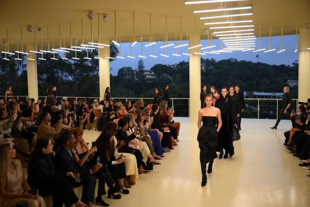Models walk the runway during The Second Chapter of Hermes Women’s Ready-to-Wear Fall-Winter 2026 fashion show at Hotel Bel-Air in Los Angeles on June 4, 2026. (Photo by Patrick T. Fallon / AFP)