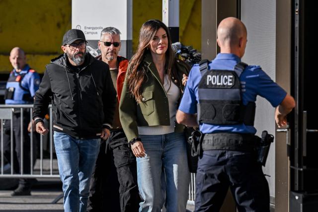 Owners of Le Constellation bar Jacques Moretti (L) and Jessica Moretti (R) arrive to attend a hearing at the Office of the public prosecutor of the Canton of Valais as part of the inquiry into a devastating New Year's fire in Sion on June 5, 2026. The French couple Jacques and Jessica Moretti were to be cross-examined by public prosecutors and lawyers for civil parties caught up in the blaze that engulfed Le Constellation bar in Crans-Montana in the early hours of January 1, 2026. The tragedy killed 41 people, mostly teenagers, and injured 115 others. (Photo by Fabrice COFFRINI / AFP)