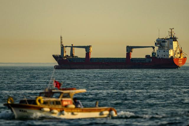The Mongalia-flagged cargo ship "Azra C" lies at anchor in the Sea of Marmara off Istanbul on June 4, 2026. The Mongolia-flagged cargo ship "Azra C", whose owners were reportedly arrested in connection with an international drug trafficking operation involving another vessel, has been anchored off Zeytinburnu on the European side of Istanbul for months. (Photo by Yasin AKGUL / AFP)