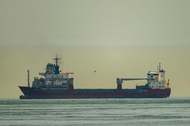 The Mongalia-flagged cargo ship "Azra C" lies at anchor in the Sea of Marmara off Istanbul on June 4, 2026. The Mongolia-flagged cargo ship "Azra C", whose owners were reportedly arrested in connection with an international drug trafficking operation involving another vessel, has been anchored off Zeytinburnu on the European side of Istanbul for months. (Photo by Yasin AKGUL / AFP)