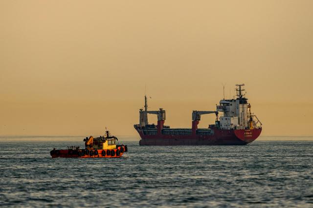 The Mongalia-flagged cargo ship "Azra C" lies at anchor in the Sea of Marmara off Istanbul on June 4, 2026. The Mongolia-flagged cargo ship "Azra C", whose owners were reportedly arrested in connection with an international drug trafficking operation involving another vessel, has been anchored off Zeytinburnu on the European side of Istanbul for months. (Photo by Yasin AKGUL / AFP)