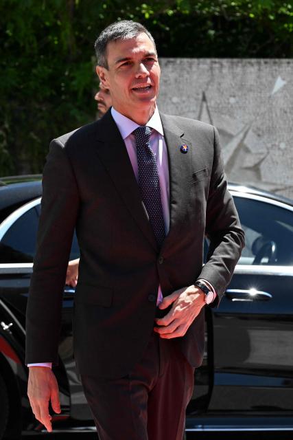 Spain's Prime Minister Pedro Sanchez arrives ahead of the EU-Western Balkans Summit at Porto Montenegro in Tivat on June 5, 2026. The summit brings together leaders from EU member states and the six Western Balkans partners to discuss enlargement and gradual integration into the EU single market. (Photo by SAVO PRELEVIC / AFP)