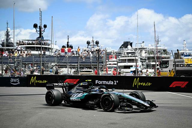 Mercedes' Italian driver Kimi Antonelli takes part in the first practice session at the Monaco street circuit in Monaco, ahead of the Monaco Formula 1 Grand Prix, on June 5, 2026. (Photo by Gabriel BOUYS / AFP)