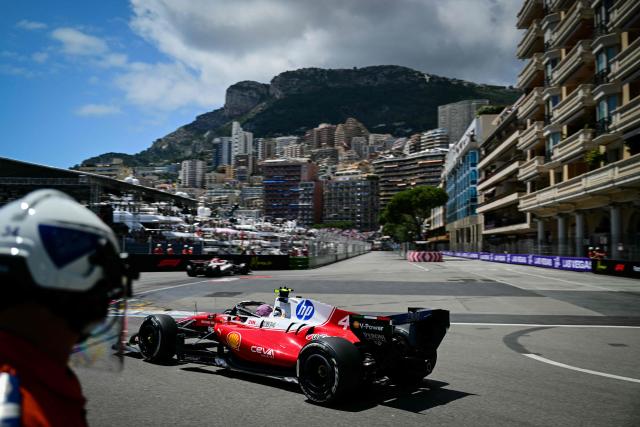 Ferrari's British driver Lewis Hamilton takes part in the first practice session at the Monaco street circuit in Monaco, ahead of the Monaco Formula 1 Grand Prix, on June 5, 2026. (Photo by Andrej ISAKOVIC / AFP)