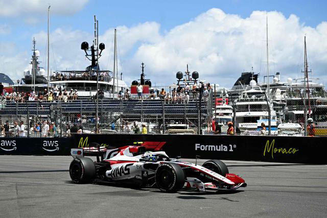 Haas F1 Team's British driver Oliver Bearman during the first practice session at the Monaco street circuit in Monaco, ahead of the Monaco Formula 1 Grand Prix, on June 5, 2026. (Photo by Gabriel BOUYS / AFP)
