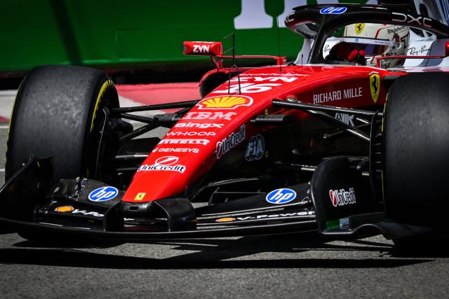 Ferrari's Monegasque driver Charles Leclerc takes part in the first practice session at the Monaco street circuit in Monaco, ahead of the Monaco Formula 1 Grand Prix, on June 5, 2026. (Photo by Andrej ISAKOVIC / AFP)