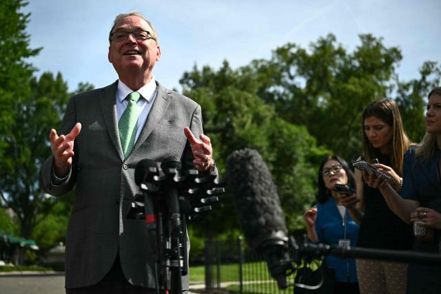 Kevin Hassett, Director of the National Economic Council of the United States, speaks to reporters outside the White House in Washington, DC, on June 5, 2026. US job growth surged past expectations in May with the unemployment rate remaining steady, as the labor market in the world's largest economy showed signs of firming after months of turbulence. Total nonfarm payroll employment increased by 172,000 in May, and the unemployment rate was unchanged at 4.3 percent, the US Bureau of Labor Statistics said on Friday. (Photo by Kent NISHIMURA / AFP)