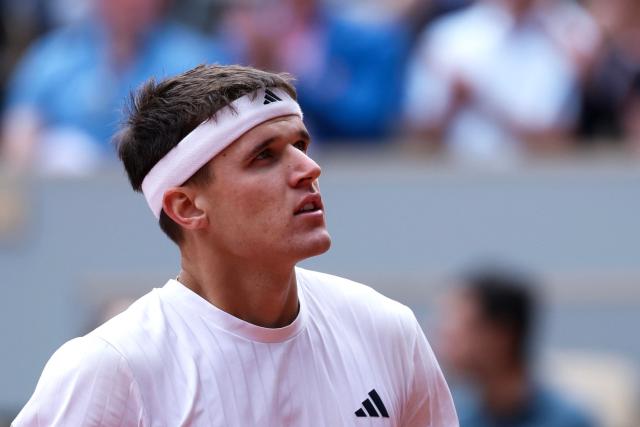 Czech Republic's Jakub Mensik looks on as he plays against Germany's Alexander Zverev during their men's semi final singles match on day 13 of the French Open tennis tournament on Court Philippe-Chatrier at the Roland-Garros Complex in Paris on June 5, 2026. (Photo by ALAIN JOCARD / AFP)