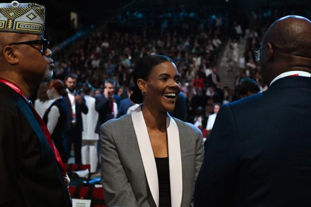 US right-wing influencer Candace Owens attends the plenary session of the St. Petersburg International Economic Forum (SPIEF) in Saint Petersburg on June 5, 2026. (Photo by Olga MALTSEVA / AFP)