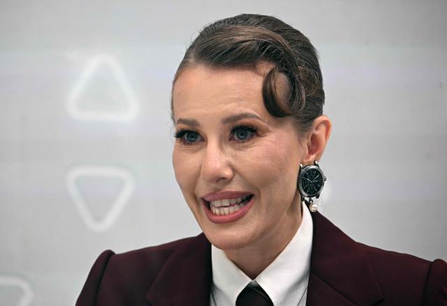 Journalist and socialite Ksenia Sobchak attends the St. Petersburg International Economic Forum (SPIEF) in Saint Petersburg on June 5, 2026. (Photo by Olga MALTSEVA / AFP)