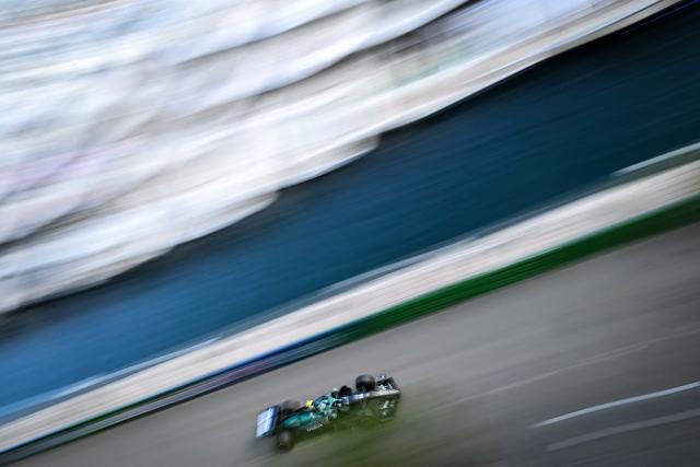 Aston Martin's Spanish driver Fernando Alonso takes part in the second practice session at the Monaco street circuit in Monaco, ahead of the Monaco Formula 1 Grand Prix, on June 5, 2026. (Photo by Gabriel BOUYS / AFP)