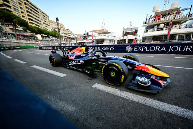 Red Bull Racing's Dutch driver Max Verstappen takes part in the second practice session at the Monaco street circuit in Monaco, ahead of the Monaco Formula 1 Grand Prix, on June 5, 2026. (Photo by Andrej ISAKOVIC / AFP)