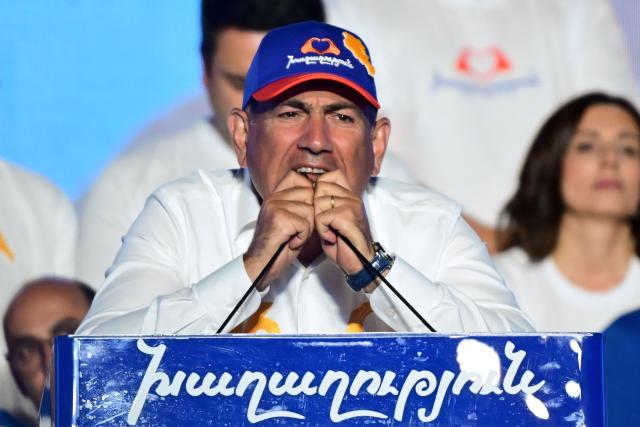 Armenian Prime Minister Nikol Pashinyan addresses supporters during a campaign rally of his Civil Contract party in central Yerevan on June 5, 2026, days ahead of the parliamentary elections. (Photo by Karen MINASYAN / AFP)
