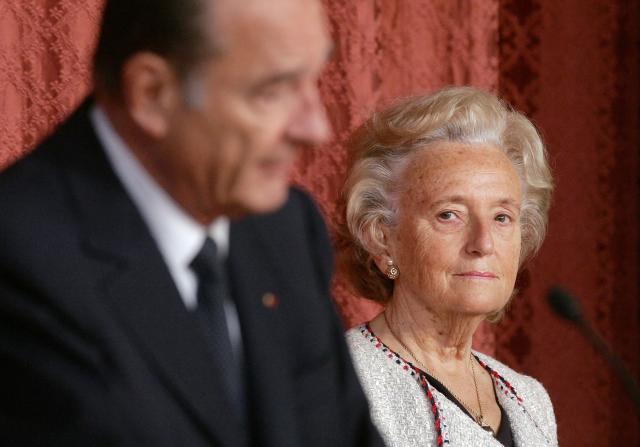 (FILES) French President Jacques Chirac delivers a speech in the presence of his wife Bernadette, on May 05, 2006 in the hall of the Palais de l'Elysee in Paris, during a collective ceremony of decorations. Bernadette Chirac, widow of former President of the Republic Jacques Chirac, died on June 5, 2026 in the evening at the age of 93, her daughter Claude Chirac told AFP on June 6, 2026. (Photo by PATRICK KOVARIK / AFP)