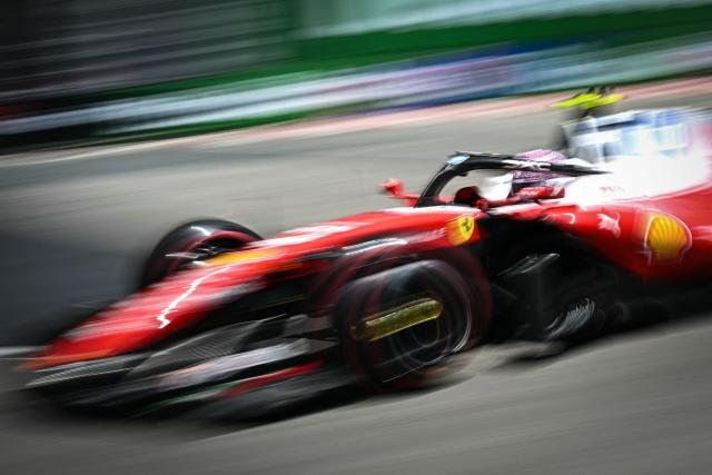 Ferrari's British driver Lewis Hamilton takes part in the third practice session at the Monaco street circuit in Monaco, ahead of the Monaco Formula 1 Grand Prix, on June 6, 2026. (Photo by Gabriel BOUYS / AFP)
