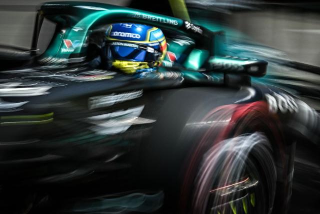 Aston Martin's Spanish driver Fernando Alonso takes part in the third practice session at the Monaco street circuit in Monaco, ahead of the Monaco Formula 1 Grand Prix, on June 6, 2026. (Photo by Gabriel BOUYS / AFP)