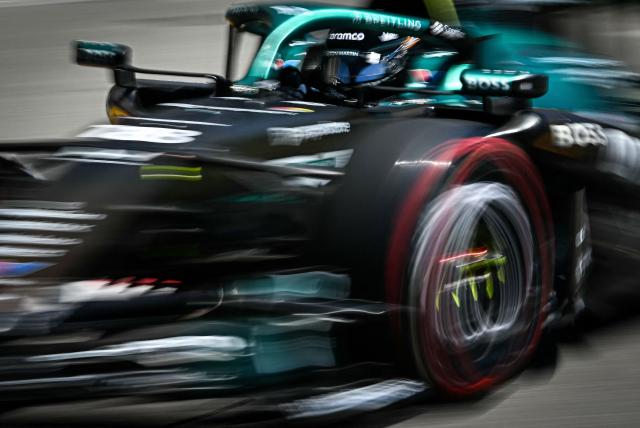 Aston Martin's Canadian driver Lance Stroll takes part in the third practice session at the Monaco street circuit in Monaco, ahead of the Monaco Formula 1 Grand Prix, on June 6, 2026. (Photo by Gabriel BOUYS / AFP)