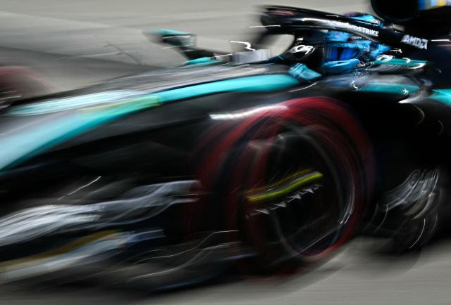 Mercedes' British driver George Russell takes part in the third practice session at the Monaco street circuit in Monaco, ahead of the Monaco Formula 1 Grand Prix, on June 6, 2026. (Photo by Gabriel BOUYS / AFP)