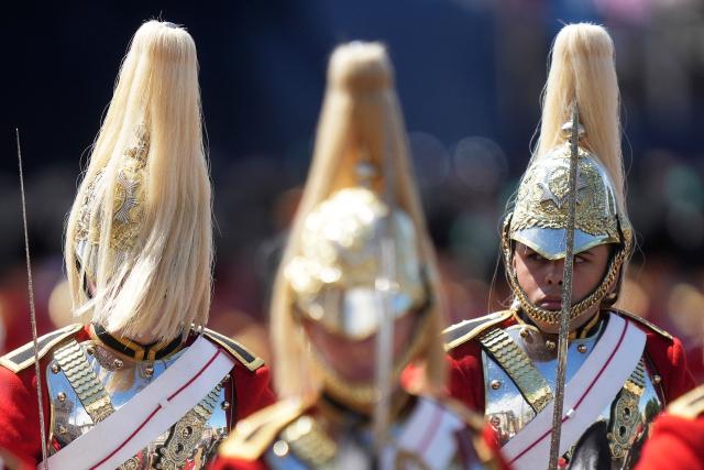 Members of the Household Cavalry take part in the Colonel's Review on Horse Guards Parade in London on June 6, 2026. The Colonel's Review is the final evaluation of the King's birthday parade before it is seen during the Trooping of the Colour on June 13. (Photo by CARLOS JASSO / AFP)