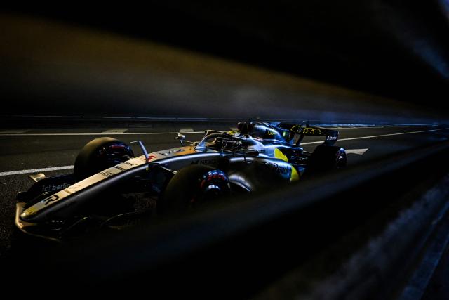 Audi's Brazilian driver Gabriel Bortoleto takes part in the third practice session at the Monaco street circuit in Monaco, ahead of the Monaco Formula 1 Grand Prix, on June 6, 2026. (Photo by Gabriel BOUYS / AFP)
