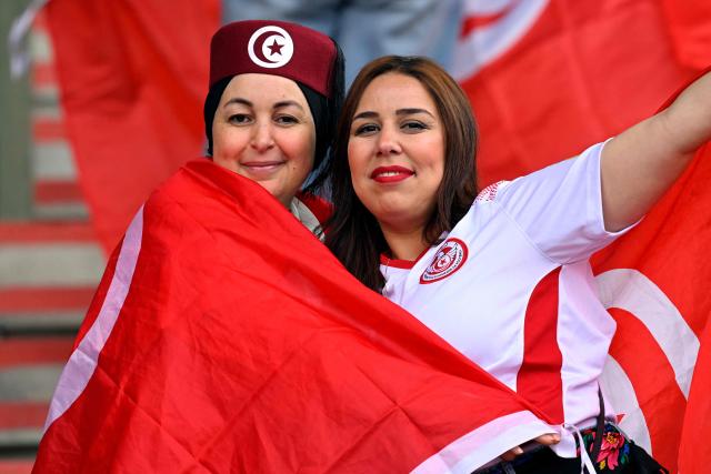 Tunisia supporters cheer ahead of the international friendly football match between Belgium and Tunisia at the King Baudouin Stadium in Brussels on June 6, 2026. (Photo by JOHN THYS / AFP)
