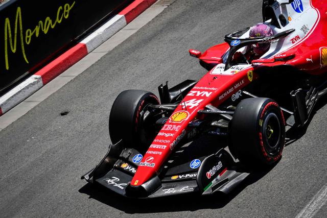 Ferrari's British driver Lewis Hamilton takes part in the third practice session at the Monaco street circuit in Monaco, ahead of the Monaco Formula 1 Grand Prix, on June 6, 2026. (Photo by Andrej ISAKOVIC / AFP)