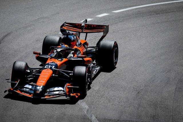 McLaren's Australian driver Oscar Piastri takes part in the third practice session at the Monaco street circuit in Monaco, ahead of the Monaco Formula 1 Grand Prix, on June 6, 2026. (Photo by Andrej ISAKOVIC / AFP)