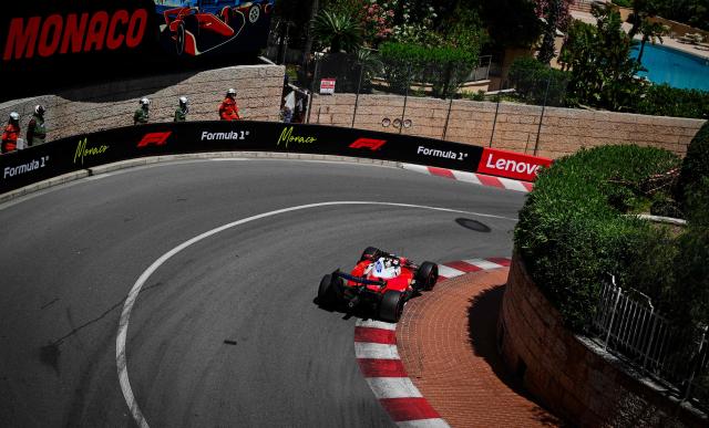 Ferrari's Monegasque driver Charles Leclerc takes part in the third practice session at the Monaco street circuit in Monaco, ahead of the Monaco Formula 1 Grand Prix, on June 6, 2026. (Photo by Andrej ISAKOVIC / AFP)