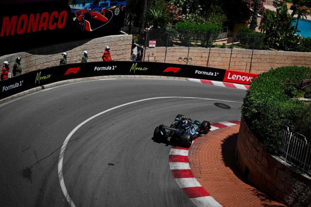Mercedes' Italian driver Kimi Antonelli takes part in the third practice session at the Monaco street circuit in Monaco, ahead of the Monaco Formula 1 Grand Prix, on June 6, 2026. (Photo by Andrej ISAKOVIC / AFP)