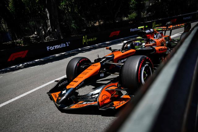 McLaren's British driver Lando Norris takes part in the third practice session at the Monaco street circuit in Monaco, ahead of the Monaco Formula 1 Grand Prix, on June 6, 2026. (Photo by Andrej ISAKOVIC / AFP)