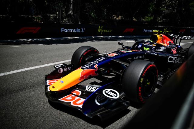Red Bull Racing's French driver Isaac Hadjar takes part in the third practice session at the Monaco street circuit in Monaco, ahead of the Monaco Formula 1 Grand Prix, on June 6, 2026. (Photo by Andrej ISAKOVIC / AFP)