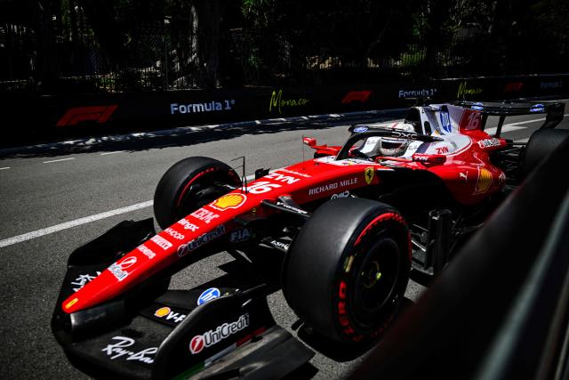 Ferrari's Monegasque driver Charles Leclerc takes part in the third practice session at the Monaco street circuit in Monaco, ahead of the Monaco Formula 1 Grand Prix, on June 6, 2026. (Photo by Andrej ISAKOVIC / AFP)
