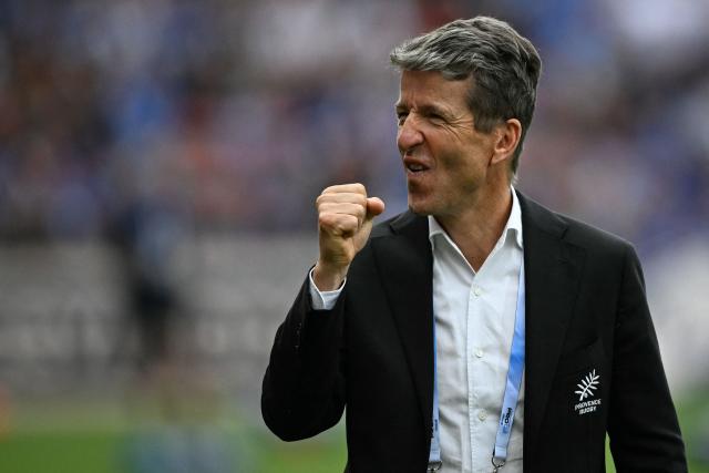 Provence Rugby's president Denis Philipon gestures before the French Pro D2 rugby union final match between RC Vannes and Provence Rugby at the Ernest Wallon Stadium in Toulouse, southwestern France, on June 6, 2026. (Photo by Lionel BONAVENTURE / AFP)