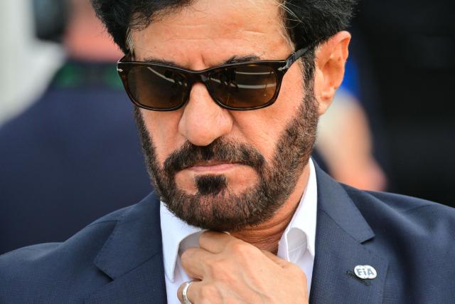 FIA president Mohammed ben Sulayem reacts in the paddock after attending the qualifying session at the Monaco street circuit in Monaco, ahead of the Monaco Formula 1 Grand Prix, on June 6, 2026. (Photo by Andrej ISAKOVIC / AFP)