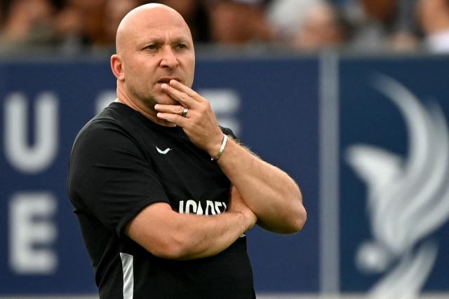 Toulon's French head coach Pierre Mignoni looks on prior to the French Top 14 rugby union match between Castres Olympique and Rugby Club Toulonnais (Toulon)  at Stade Pierre Fabre in Castres, southern France on June 6, 2026. (Photo by Matthieu RONDEL / AFP)